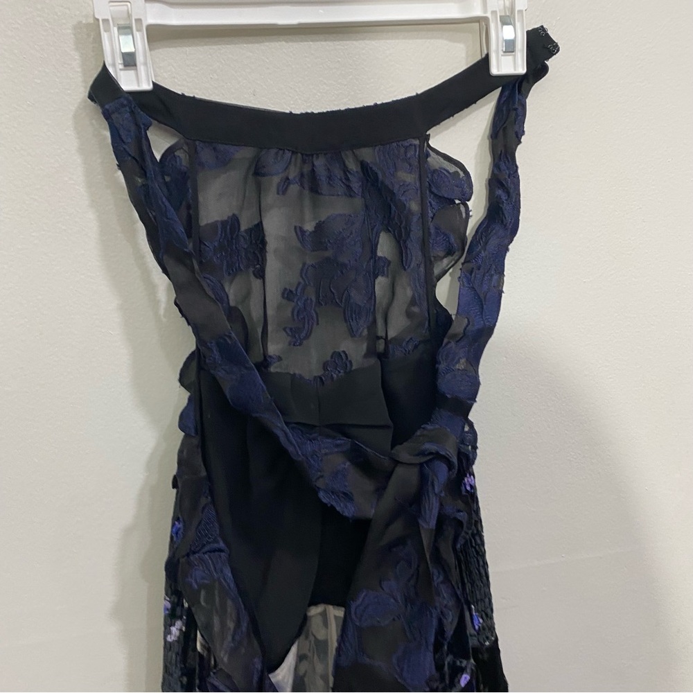 Rebecca Taylor Violet Dress Midi Halter Open Back Floral Silk Star Velvet Sz 10 - Picture 8 of 10